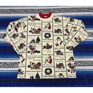 Vintage NutCracker Christmas Sweatshirt Women's Size Medium All Over Print Santa